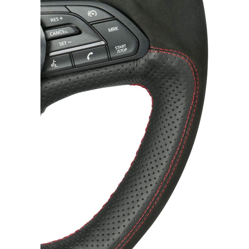 Loncky Auto Custom Fit OEM Black Genuine Leather Suede Car Steering Wheel Cover for Infiniti Q50